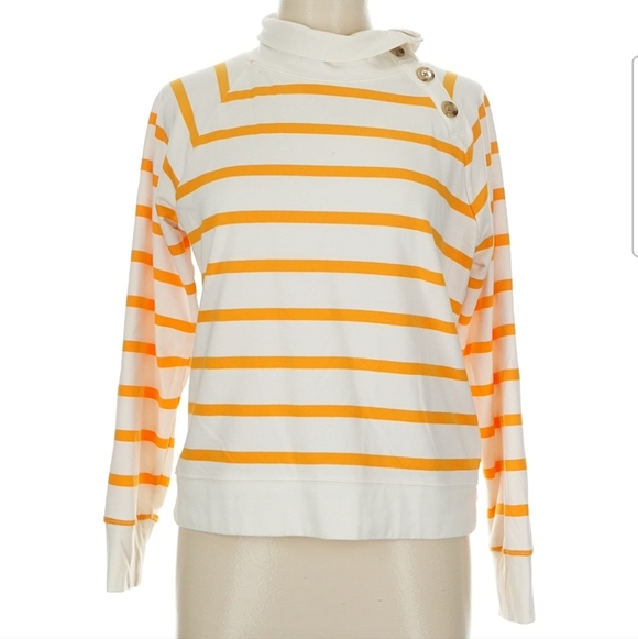 J. Crew Factory Sweaters - J. Crew Orange Striped Cotton Pullover Sweater
